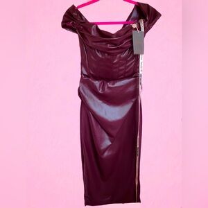 House of CB Strapless Deep Wine Dress